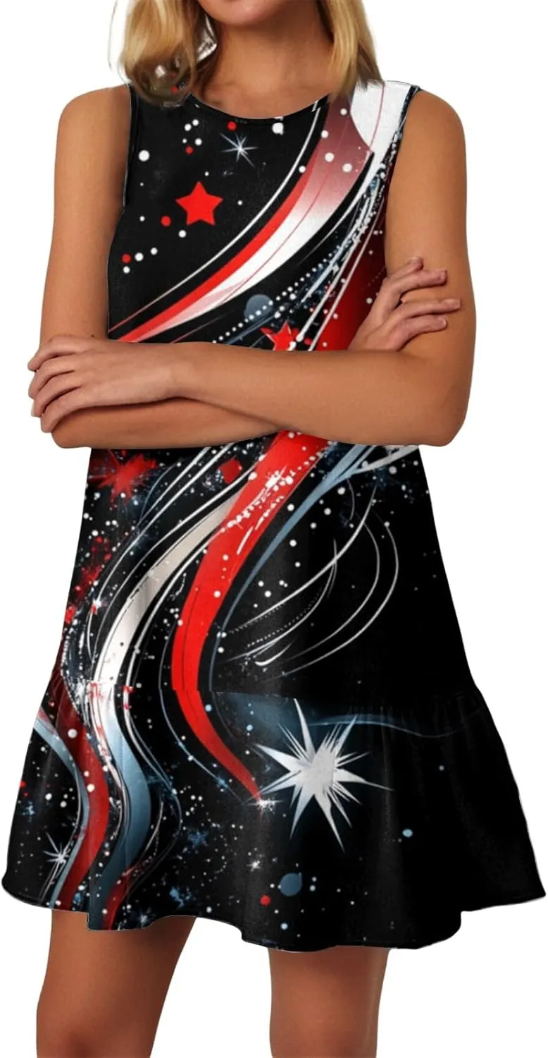 4 of July Outfit Patriotic USA Flag American Flag Dress for Women Dressy Casual Dress