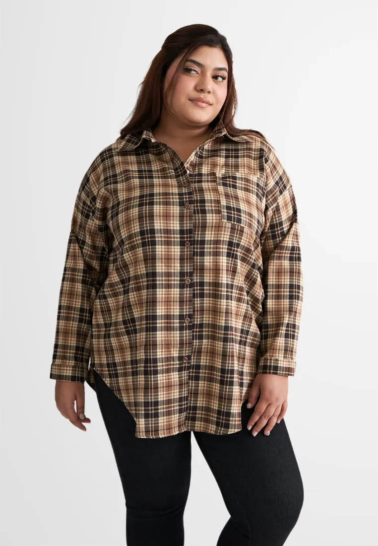 Arabella Long Sleeve Checkered Button Shirt