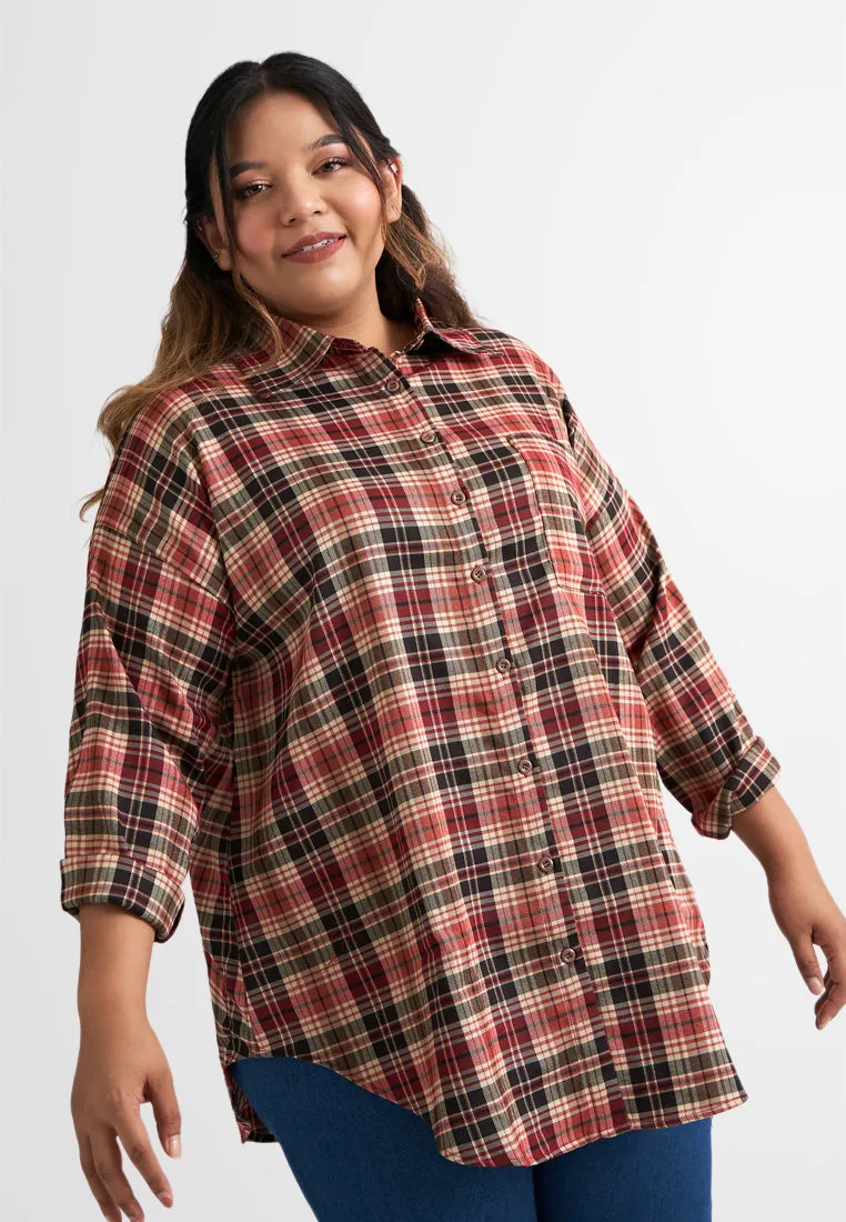 Arabella Long Sleeve Checkered Button Shirt