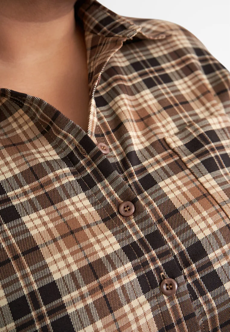 Arabella Long Sleeve Checkered Button Shirt