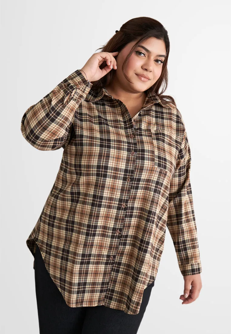 Arabella Long Sleeve Checkered Button Shirt