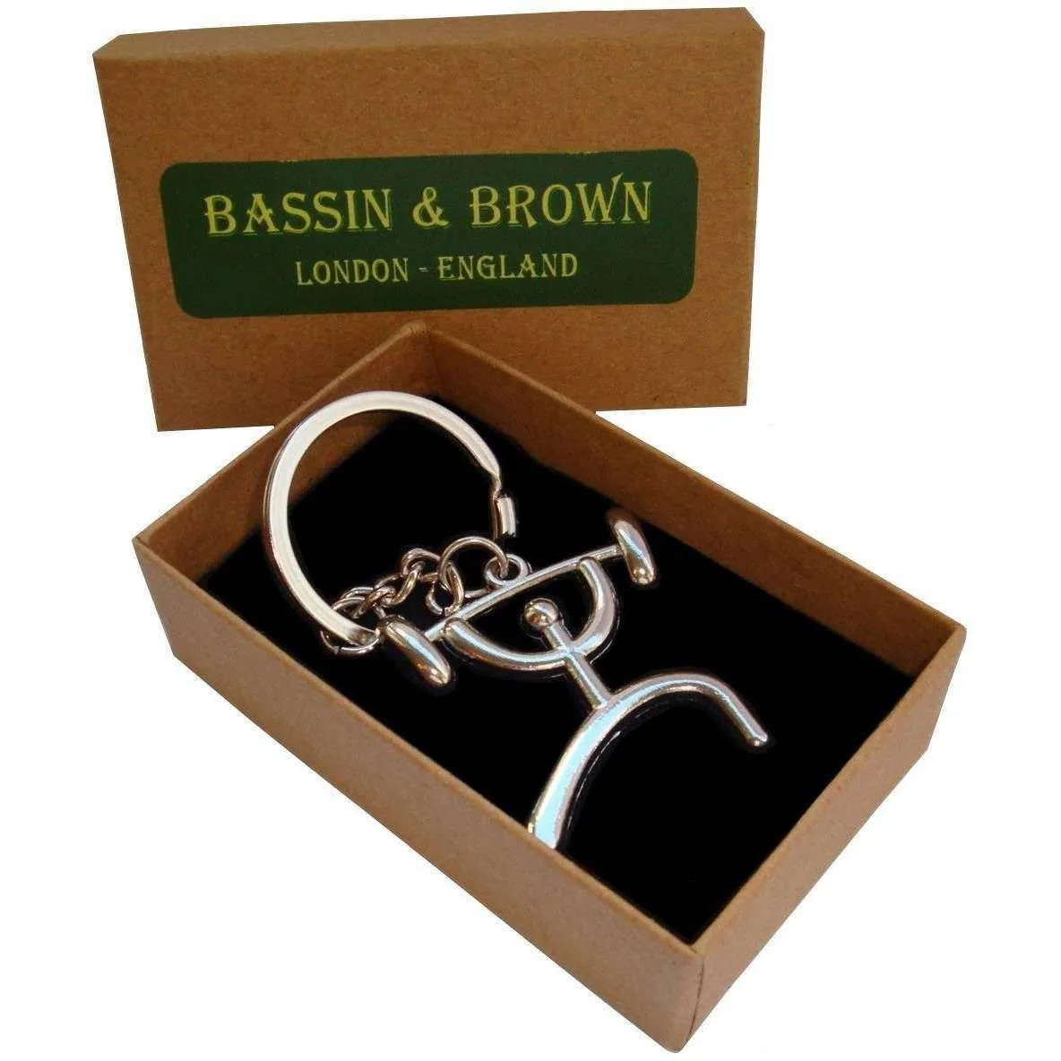 Bassin and Brown Weightlifter Key Ring - Silver
