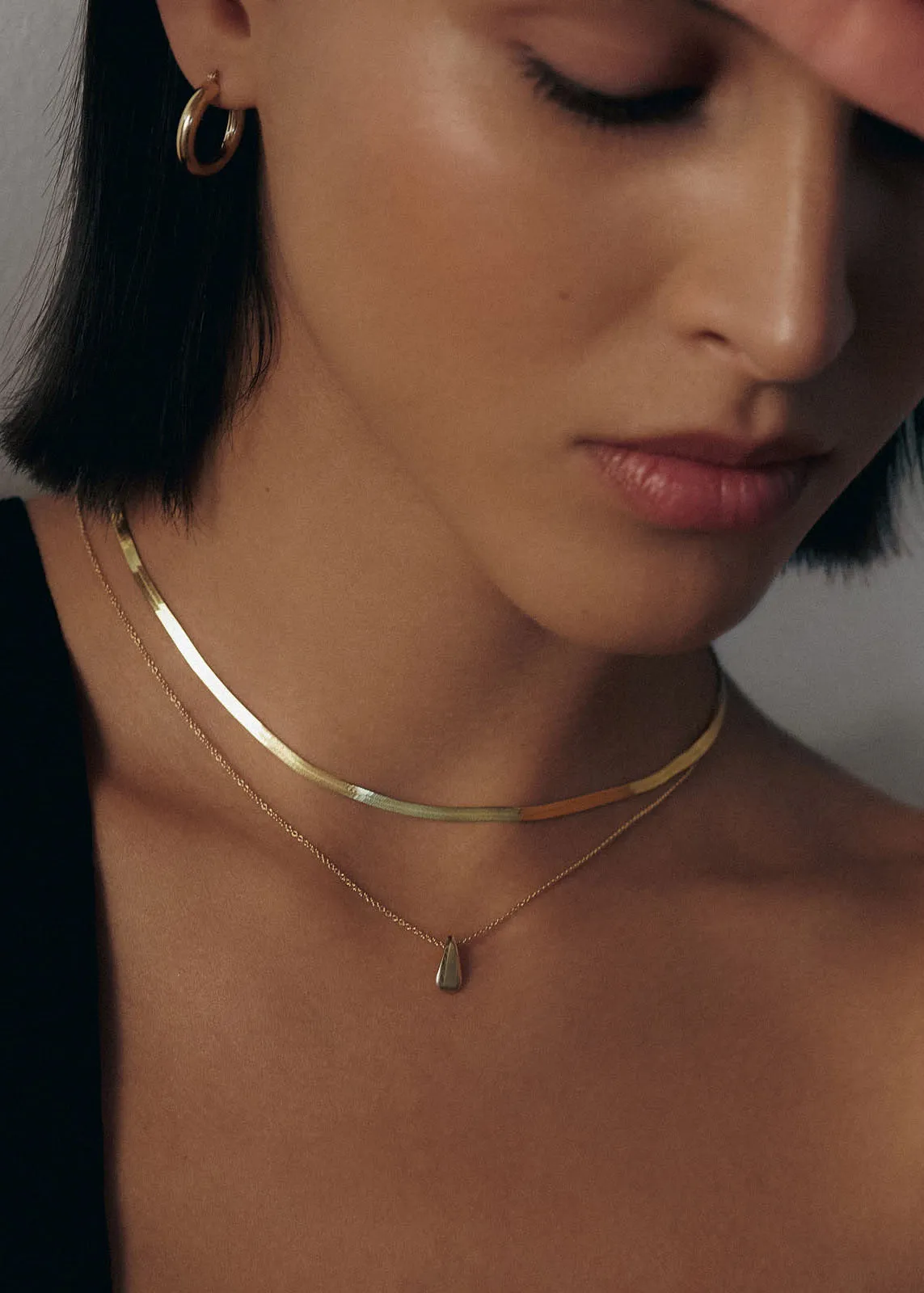 Carter Herringbone & Teardrop Necklace Stack