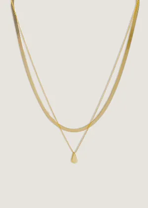 Carter Herringbone & Teardrop Necklace Stack