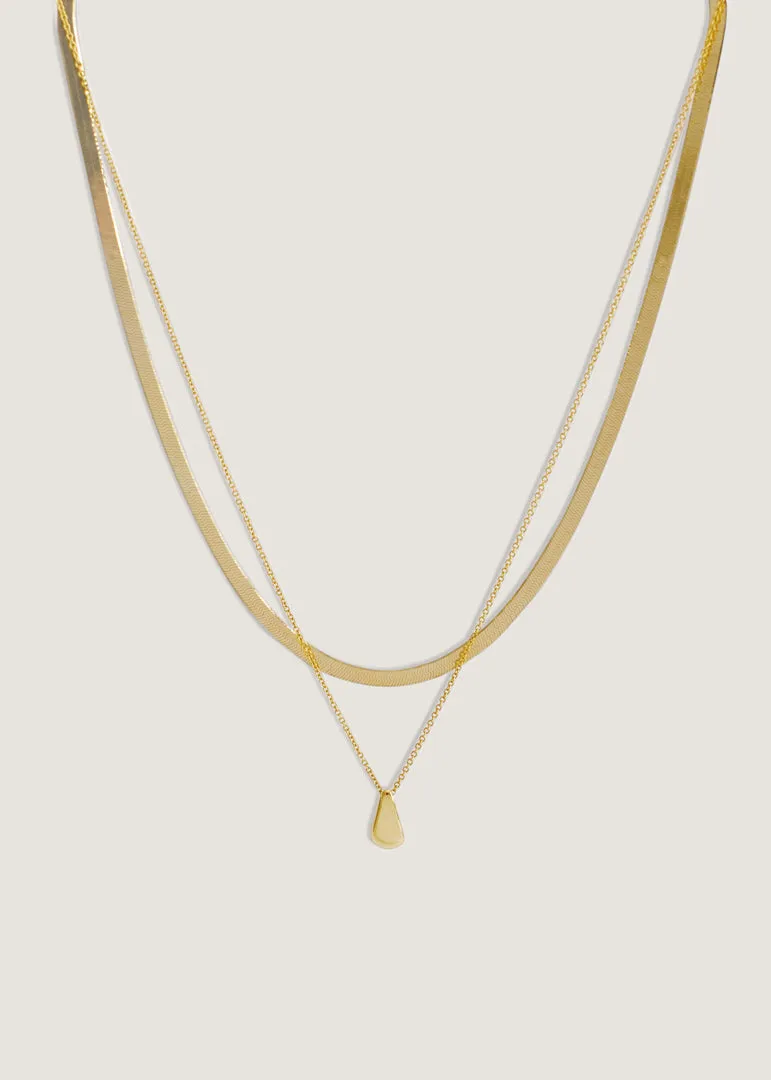Carter Herringbone & Teardrop Necklace Stack