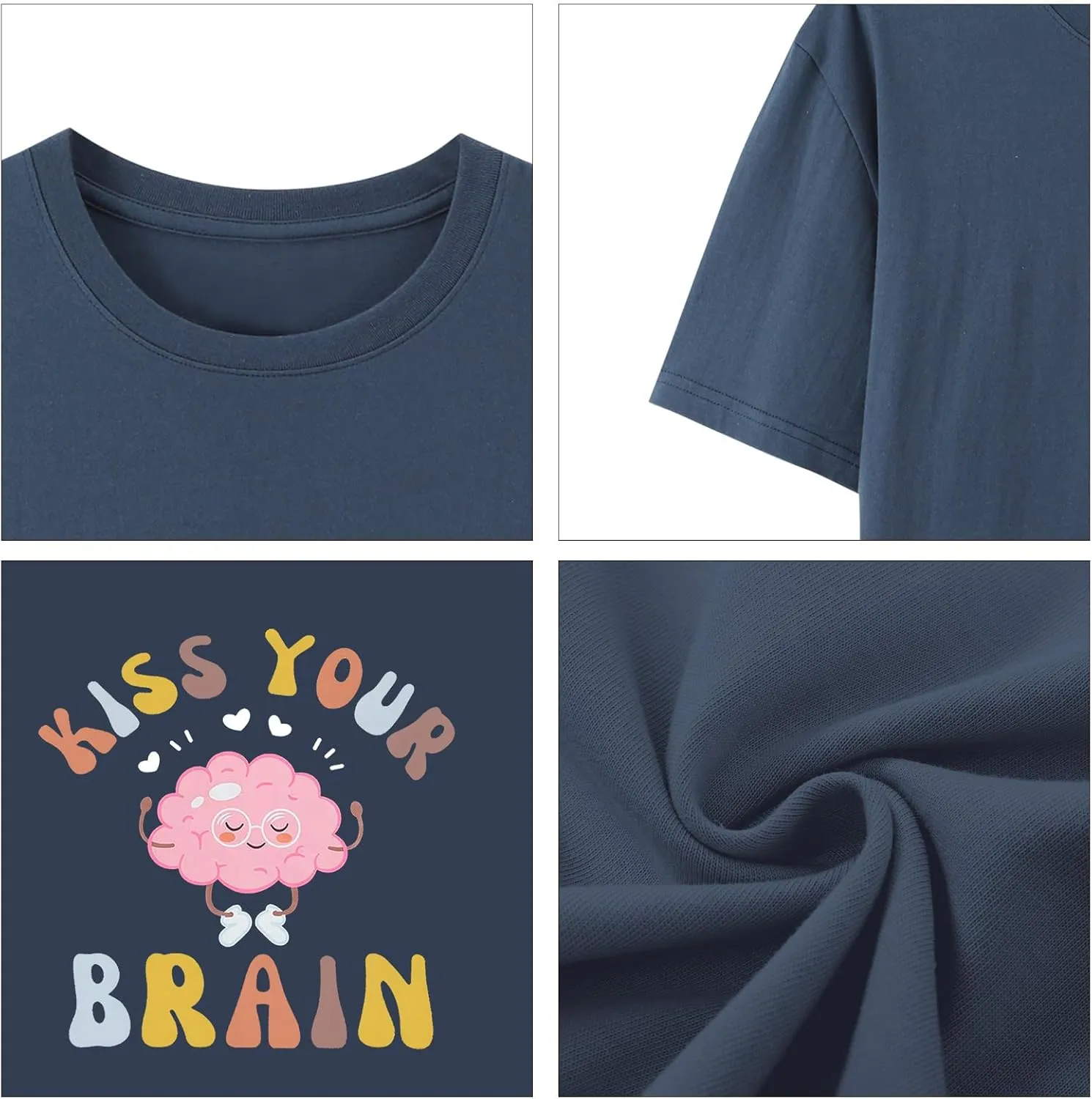 Funny Teacher Shirts for Women Kiss Your Brain Teacher T Shirt Special Education Teacher Life Tops Cute Graphic Tee