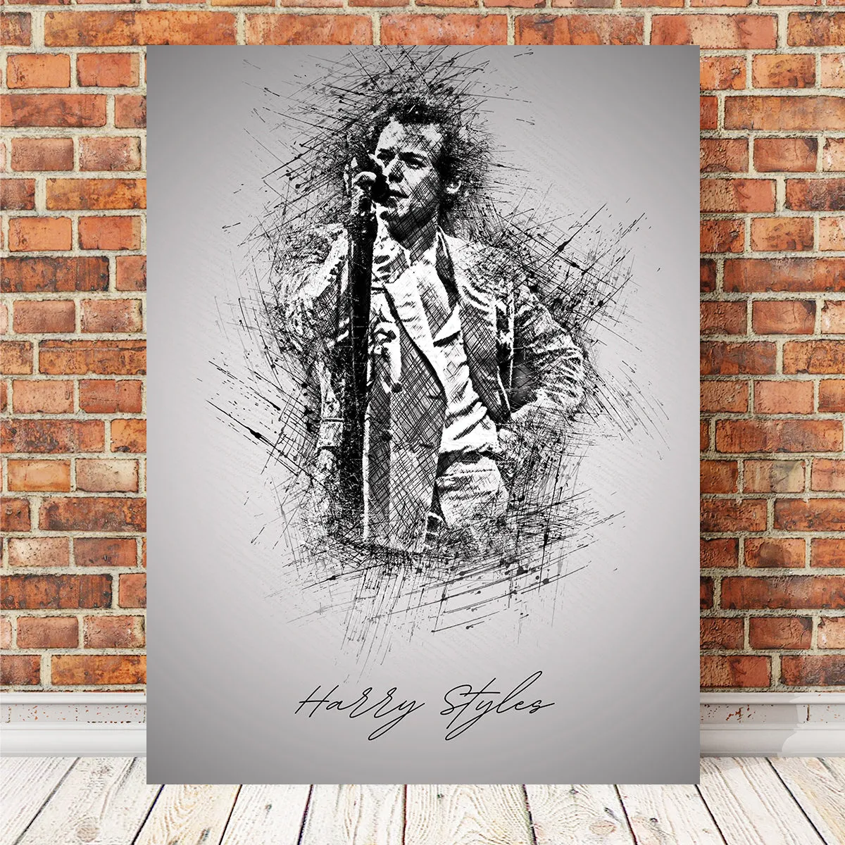 Harry Styles with mic Wall Art