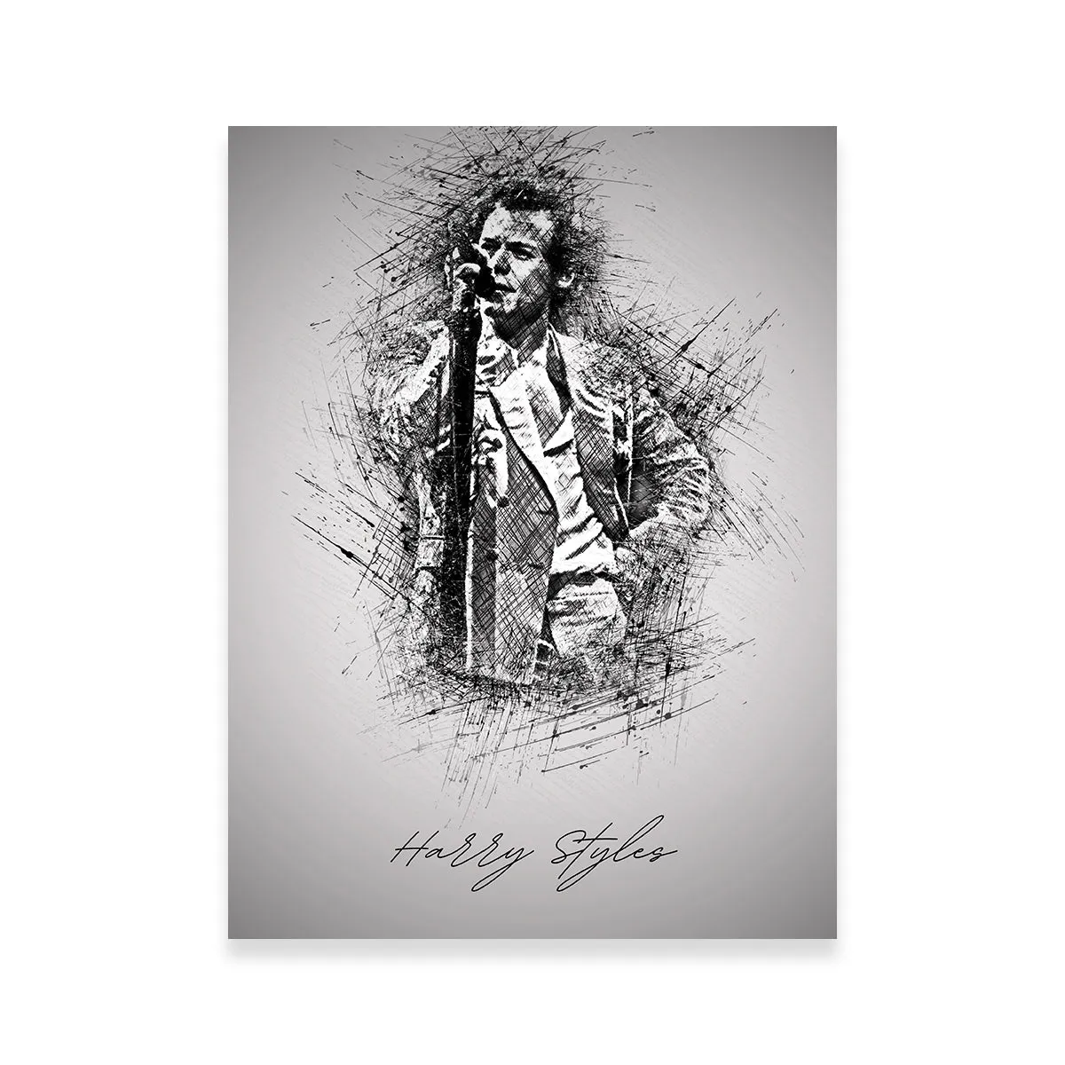 Harry Styles with mic Wall Art