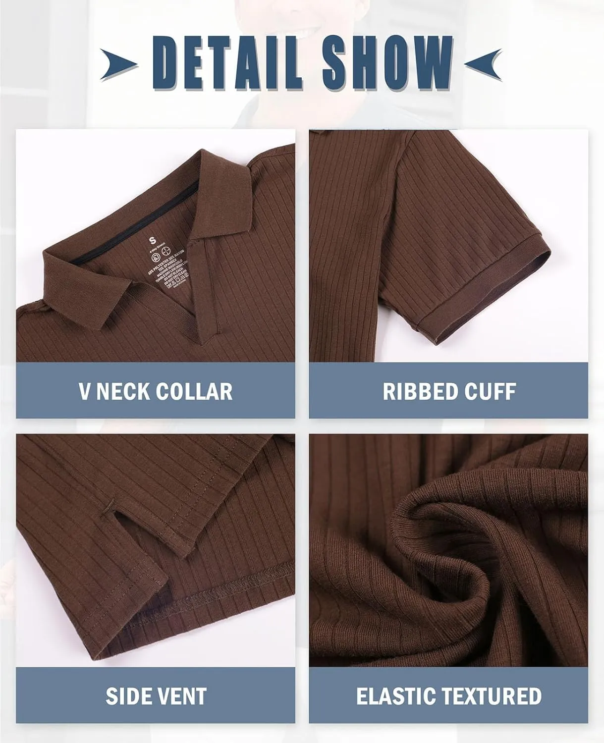 Hodaweislop Men's Knit Polo Shirts Short Sleeve V Neck Golf Shirt Casual Textured Summer Shirts