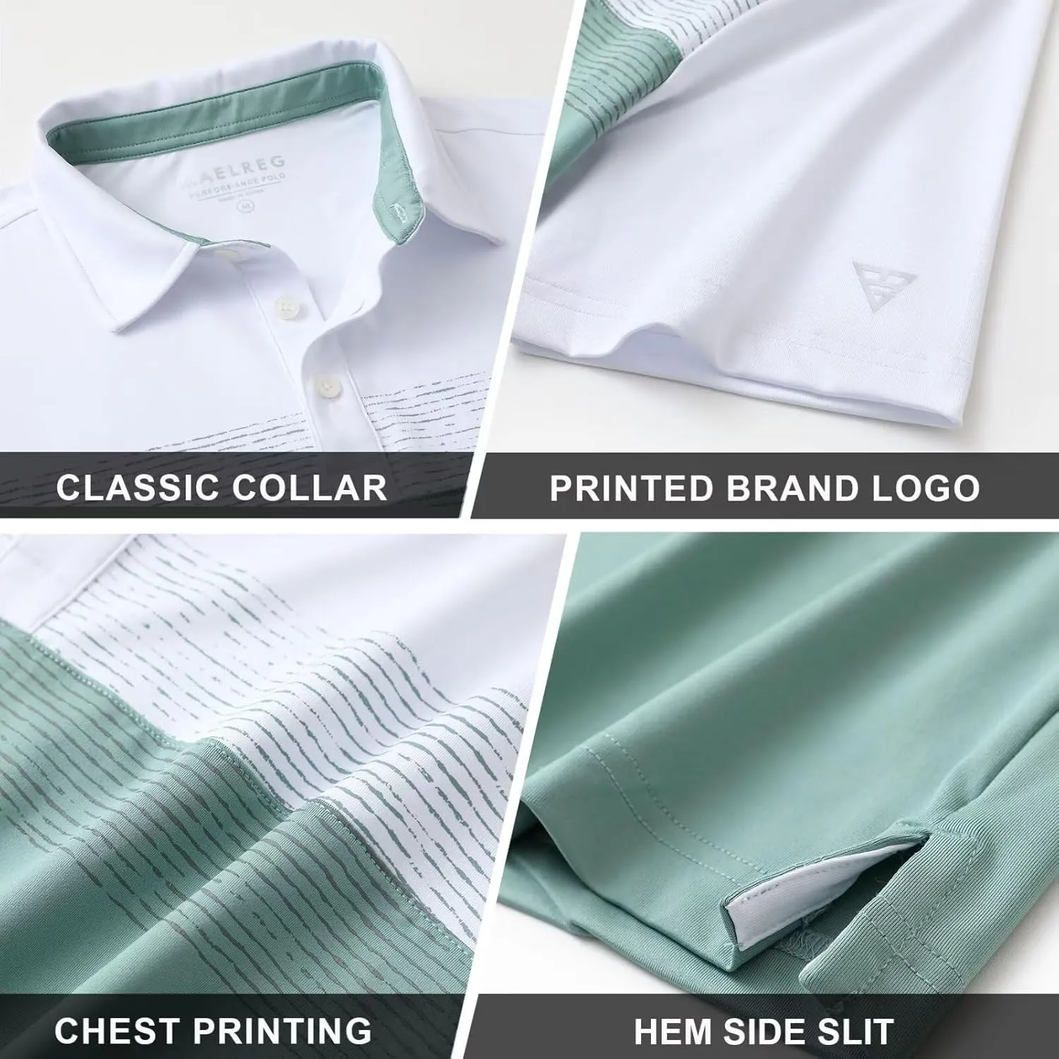 M MAELREG Golf Shirts for Men Dry Fit Performance Chest Print Color Block Moisture Wicking Casual Short Sleeve Polo Shirts