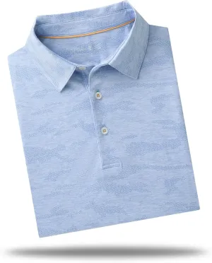 M MAELREG Golf Shirts for Men Short Sleeve Heather Jacquard Textured Stretch Moisture Wicking Performance Mens Polo Shirts