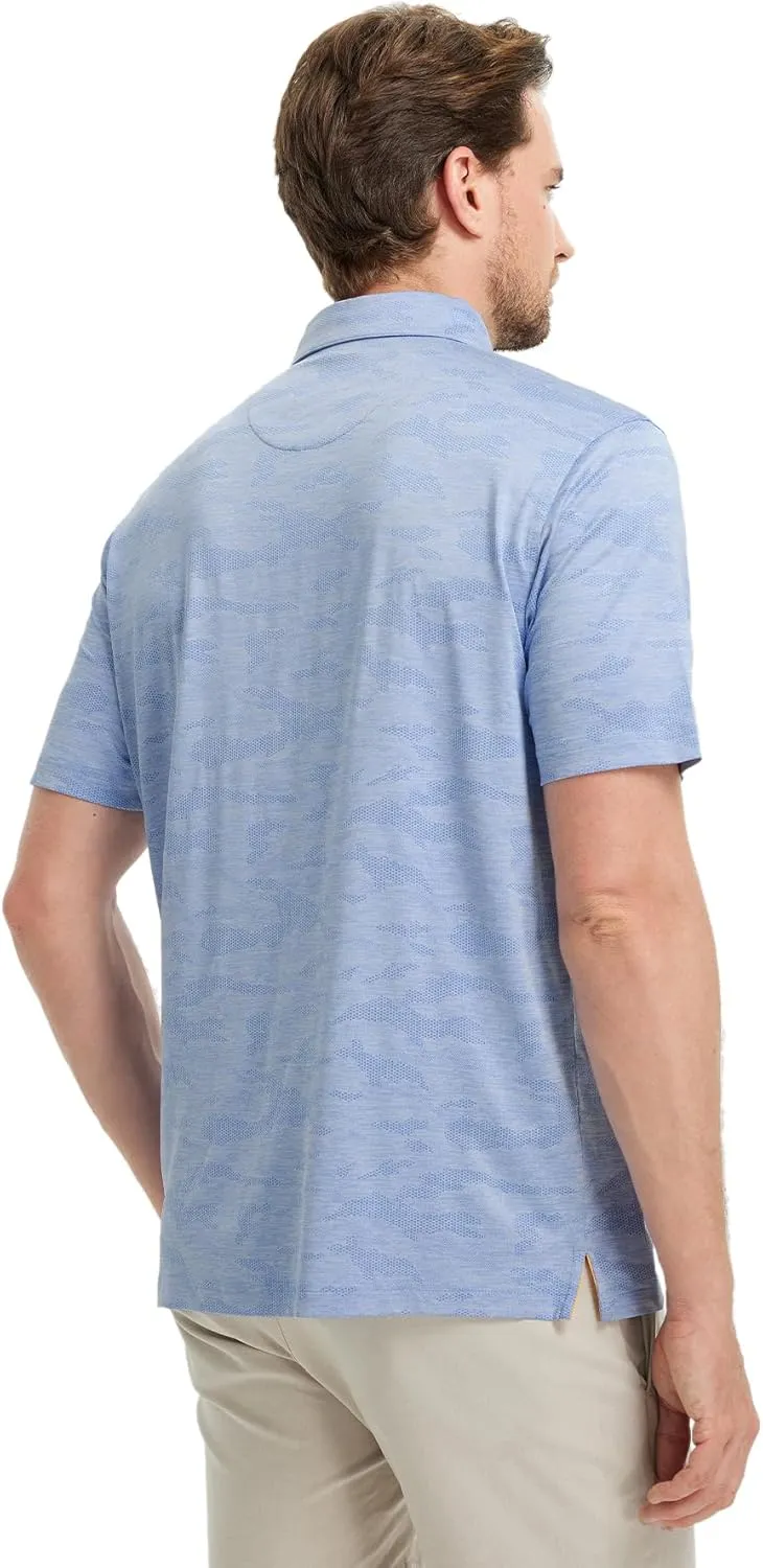 M MAELREG Golf Shirts for Men Short Sleeve Heather Jacquard Textured Stretch Moisture Wicking Performance Mens Polo Shirts