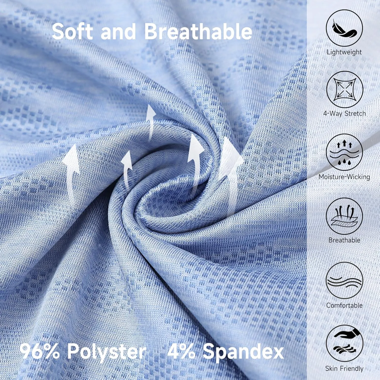M MAELREG Golf Shirts for Men Short Sleeve Heather Jacquard Textured Stretch Moisture Wicking Performance Mens Polo Shirts