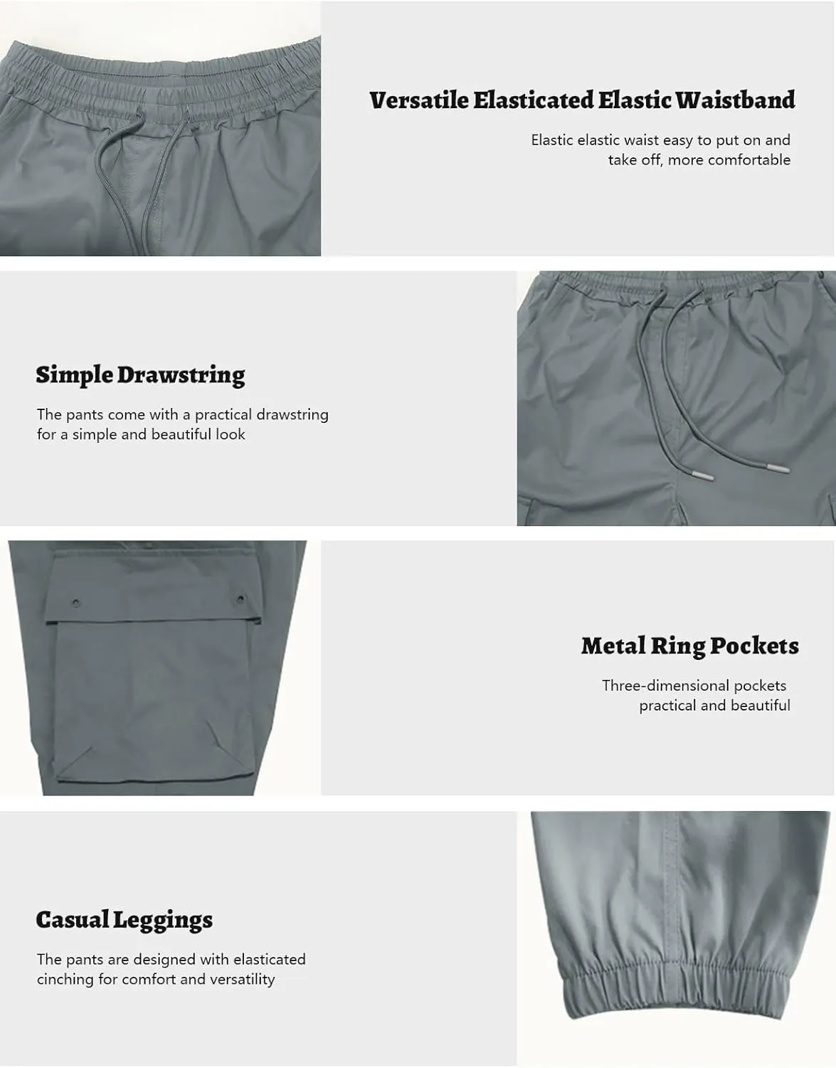 M Menmentings Men's Outdoor Jogging Casual Sweatpants Stretch Waist Lightweight Cargo Pants