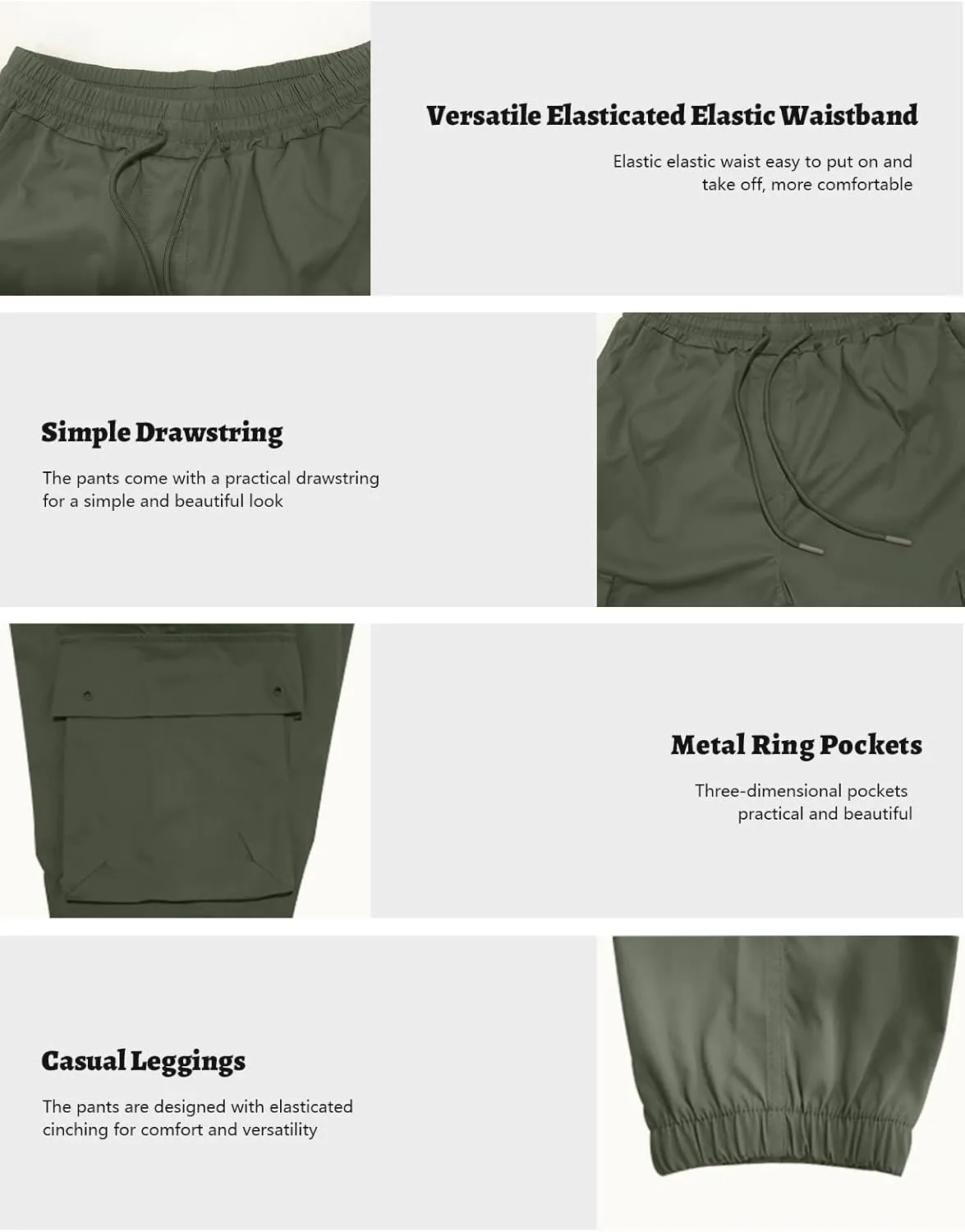 M Menmentings Men's Outdoor Jogging Casual Sweatpants Stretch Waist Lightweight Cargo Pants