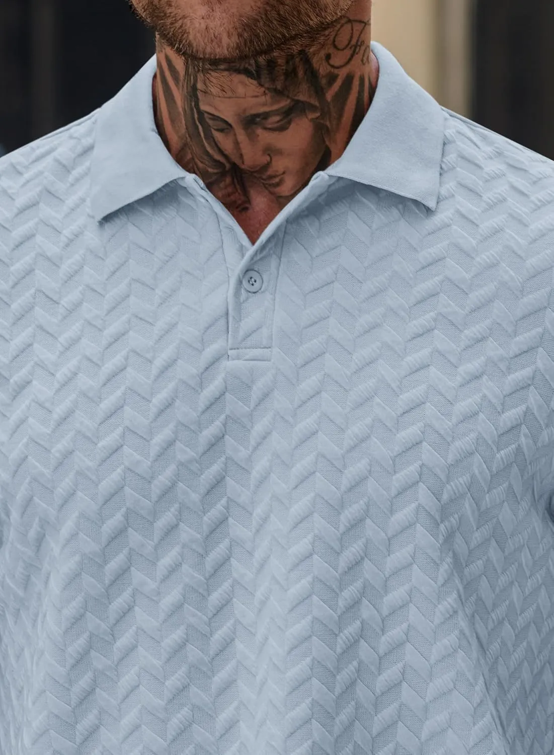 Men Textured Polo Shirts Casual Summer Short Sleeve Poloshirt (S-XXL)