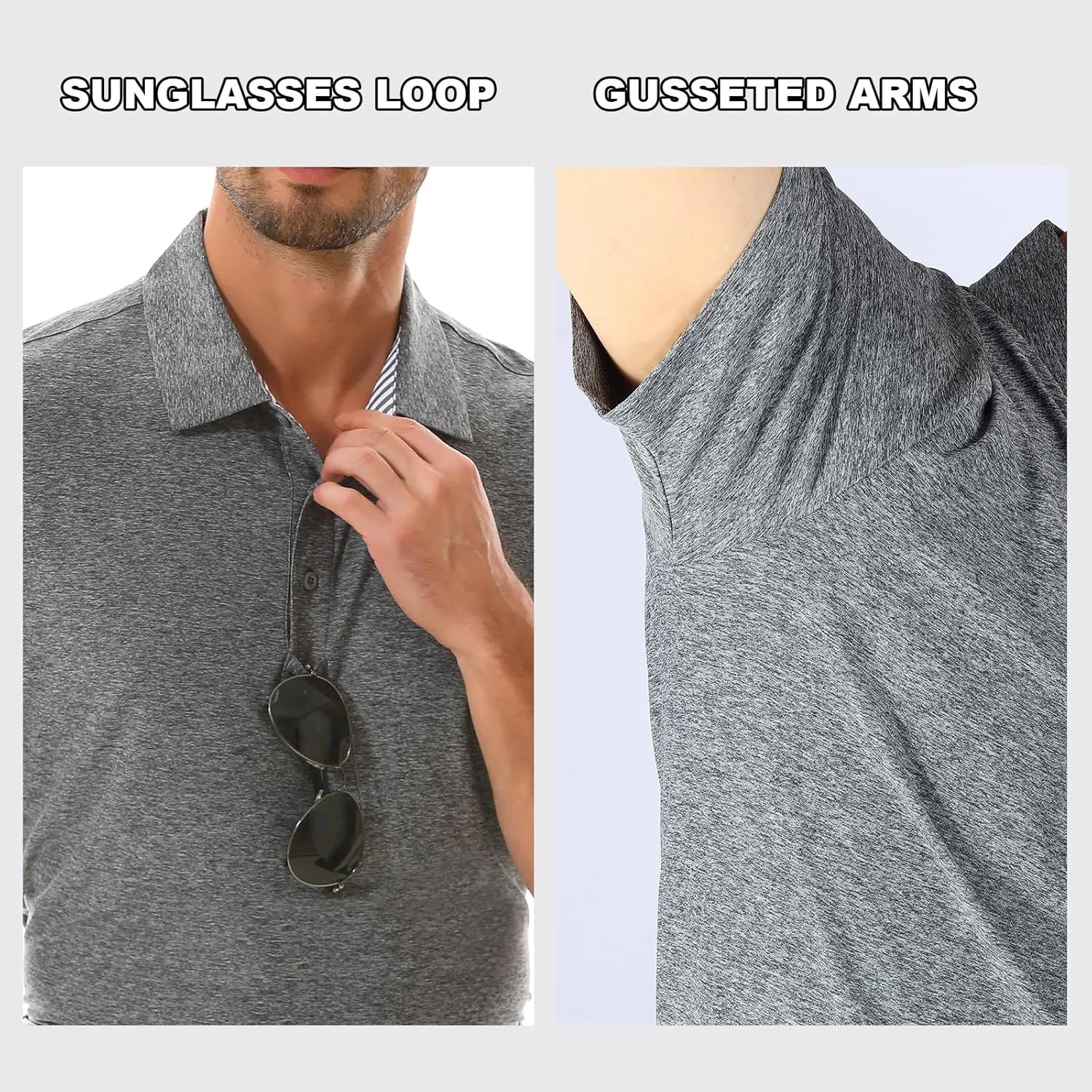Mens Polo Shirt Quick Dry Performance Short Sleeve Tactical Shirts Golf Shirts for Men