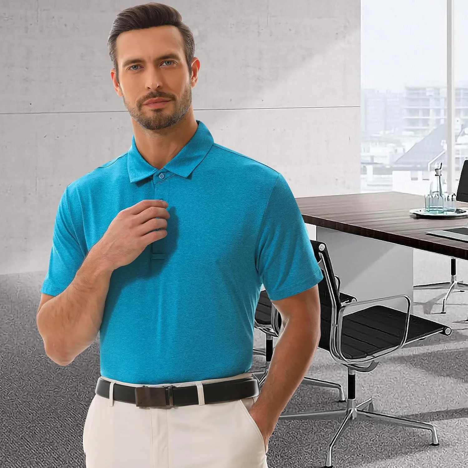 Mens Polo Shirt Quick Dry Performance Short Sleeve Tactical Shirts Golf Shirts for Men