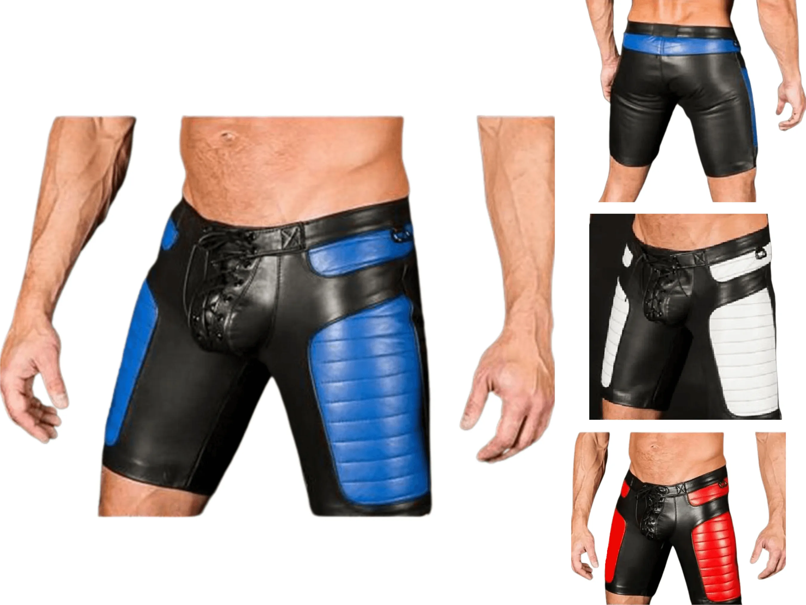 Mens Real Leather Football Shorts