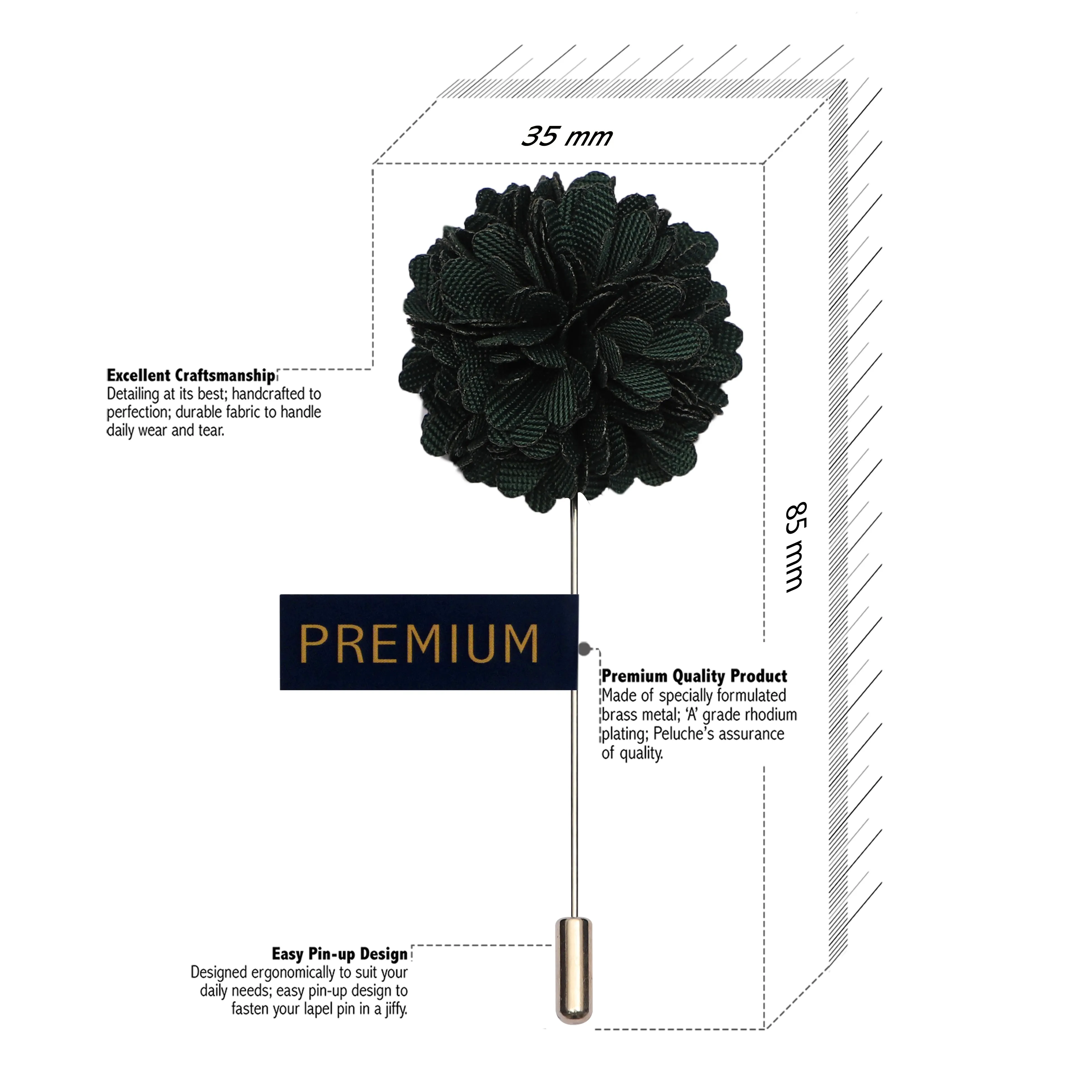 Peluche Stylish Green Brooch For Men