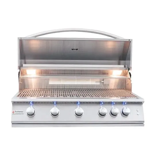 RCS Premier - 40-Inch 5-Burner Built-In Grill with Blue LED Lights and Rear Burner - Natural Gas - RJC40AL
