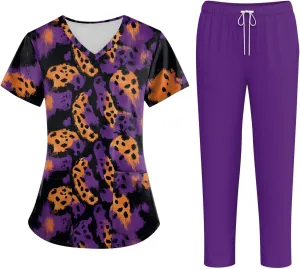 Scrub Sets for Women- Jogger V Neck Top and Pants with Pockets Stretch Comfortable Work Uniform