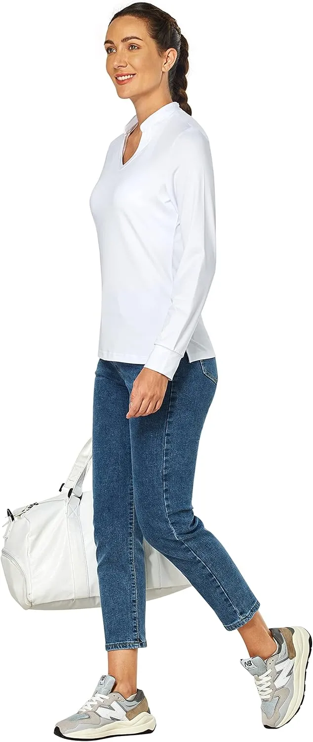 Women's Golf Shirt V Neck Short Long Sleeve Polo Shirts Lightweight Quick Dry Workout Daily Work Shirts Tops