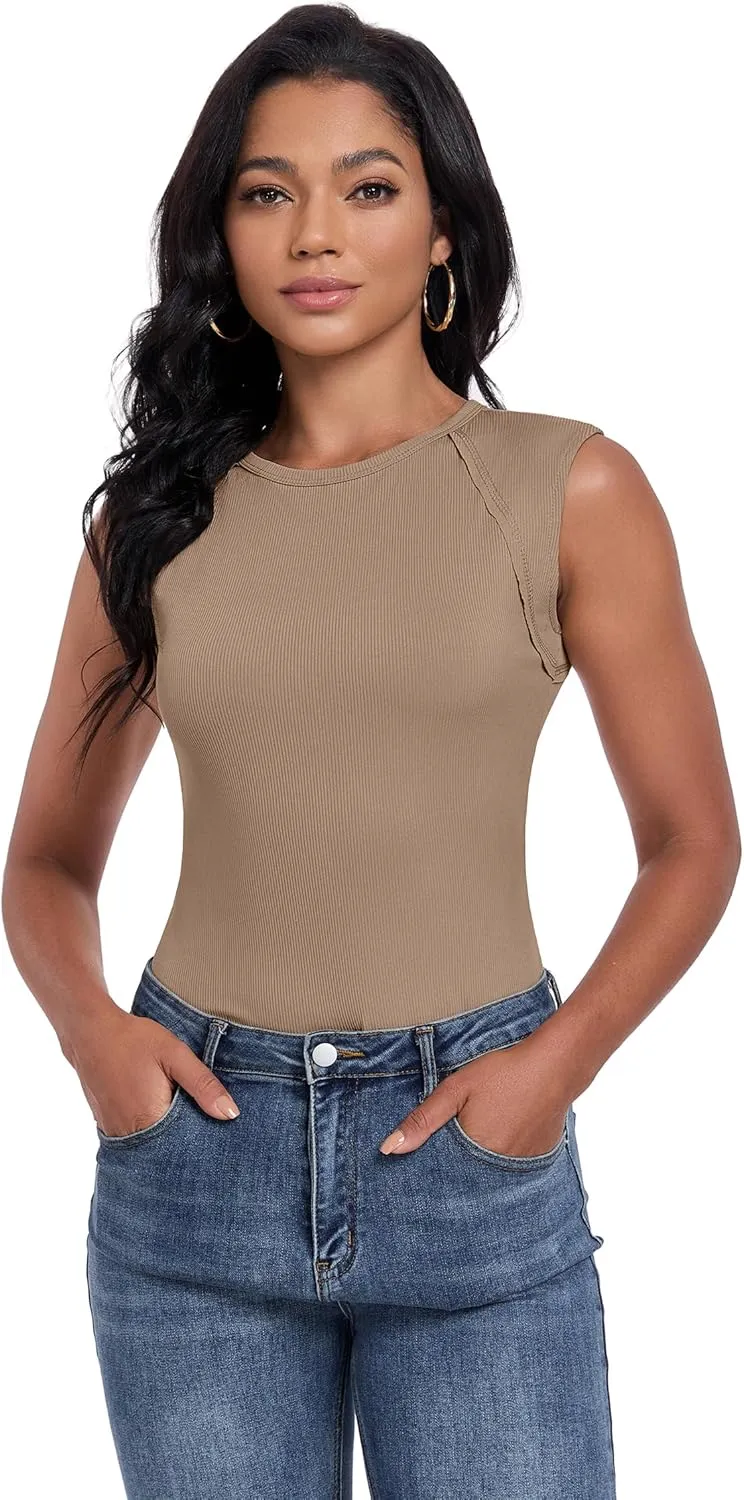 Womens Ribbed Tank Tops Cap Sleeve Slim Fitted Knit Basic Tee Shirts Trendy Casual 2025 Summer Clothes