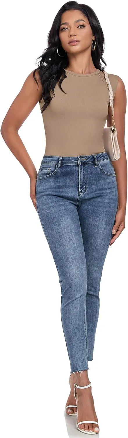 Womens Ribbed Tank Tops Cap Sleeve Slim Fitted Knit Basic Tee Shirts Trendy Casual 2025 Summer Clothes