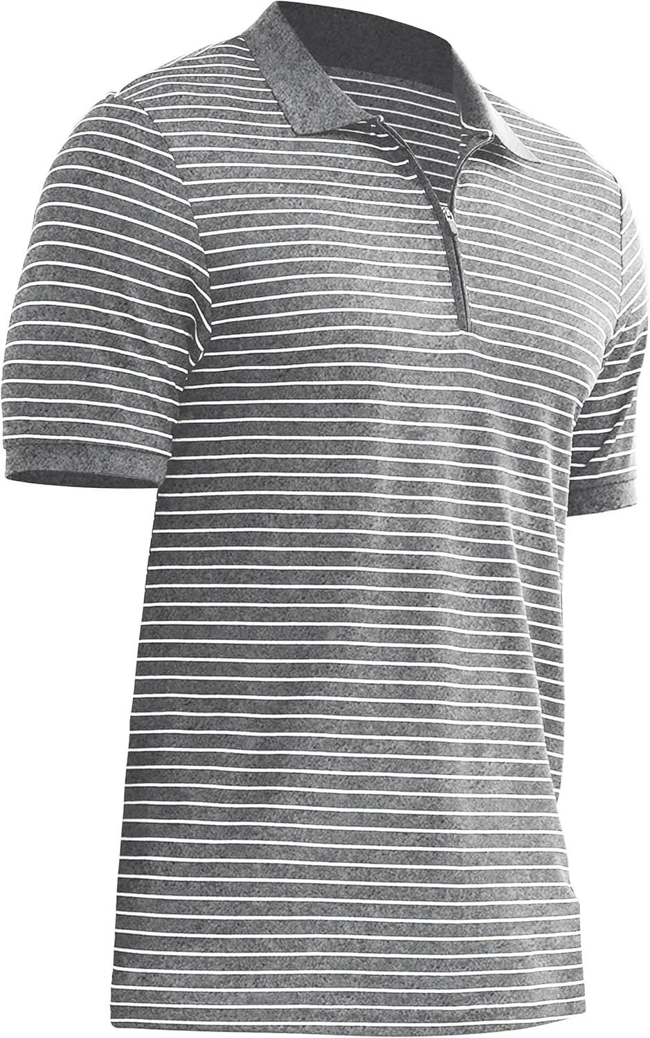ZTN Men's Polo Shirts Short Sleeve Dry Fit Performance Moisture Wicking Zipper Golf Polo Shirts Striped Daily Casual T-Shirt