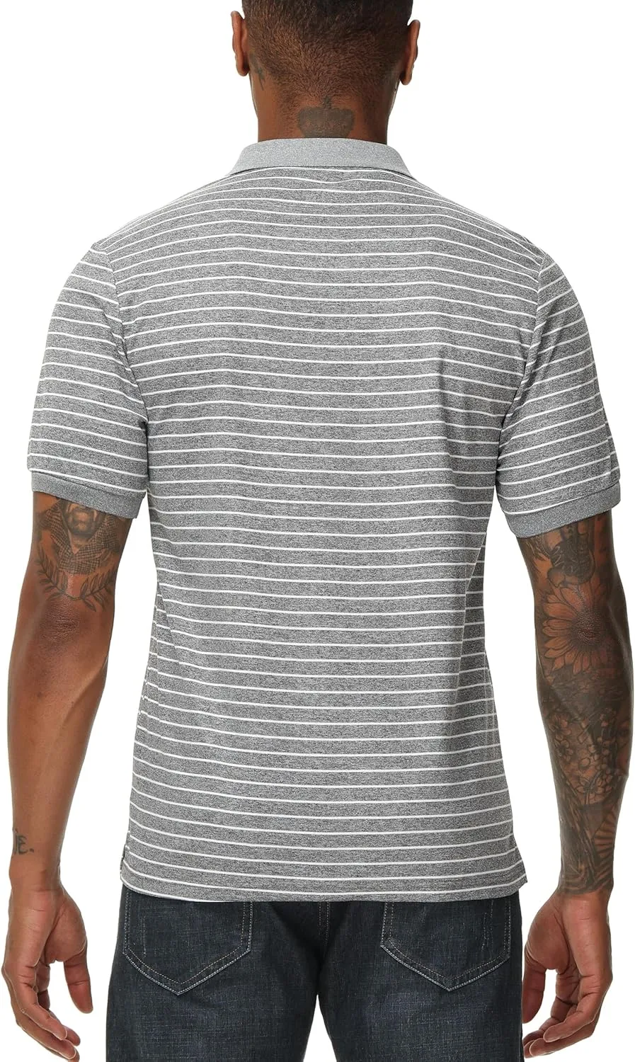 ZTN Men's Polo Shirts Short Sleeve Dry Fit Performance Moisture Wicking Zipper Golf Polo Shirts Striped Daily Casual T-Shirt